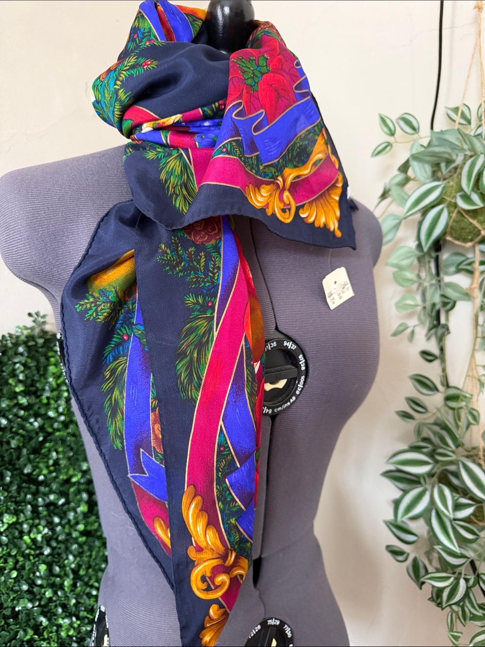 Liz Claiborne Navy Scarf with Multicolor Baroque Print